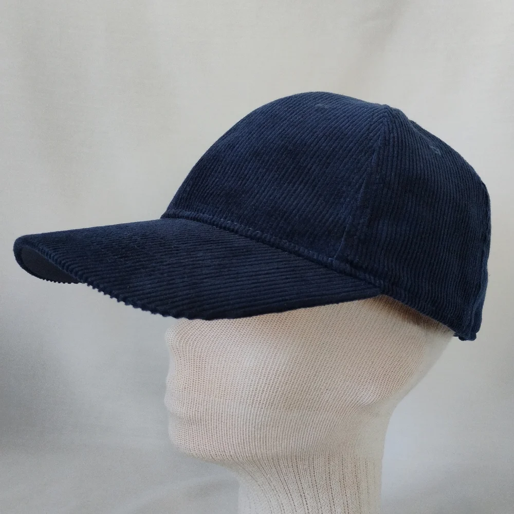Men's & Women's Navy Blue Corduroy Hat Adjustable Buckle Baseball Cap Eyelets